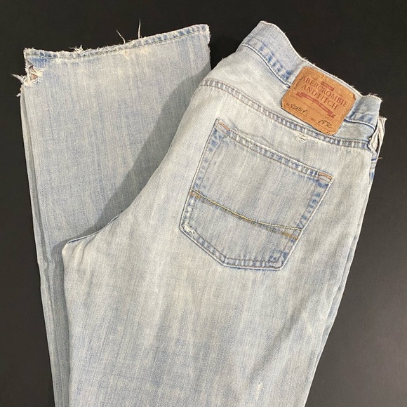 Vintage Abercrombie & Fitch Thrashed Jeans Indie Sleaze Skate Hip Hop Mud Wash - Picture 10 of 17